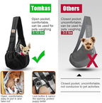 Tomkas Small Dog Sling Carrier - Classic Pocket & Classic Strap - for 3-10 lbs Pets(Black)
