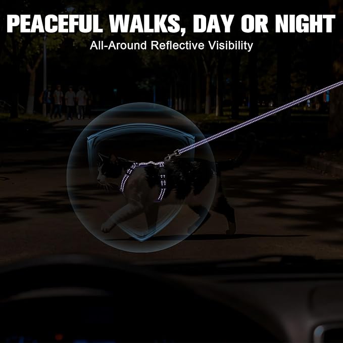 BEAUTYZOO Cat Harness, Escape Proof Cat Leash and Harness Set for Walking, Soft Breathable Vest Harness with Neck Adjustable, Reflective Easy-Control Kitten Harness for Cats (Star Design),Purple M