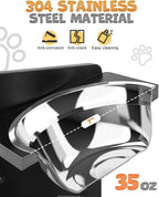 Elevated Dog Bowls, Adjustable Raised Dog Bowl Stand for Medium Size Dogs and Cats, Durable Bamboo Dogs Feeder with 2 Stainless Steel Bowls and Non-Slip Feet, Pet Food Bowl for Medium Sizes