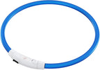 Led Light Up Dog Collar Rechargeable Waterproof, Glow in Dark Dog Collar, TPU Cuttable Lighted Dog Collars for Night Walking Charging USB, Safety for Small Medium Large Dogs Blue