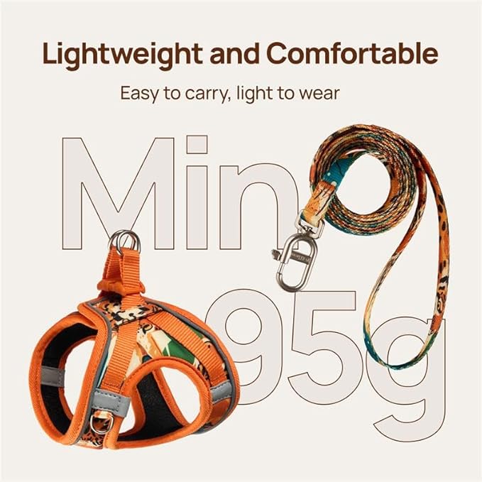 Cat Harness and Leash Set, Step-in Escape Proof Adjustable Vest Harness for Small Medium Large Cats, Lightweight Soft Breathable Reflective Kitten Harness, Easy to Wear for Walking Travel, Camping, L