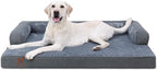 KSIIA Orthopedic Dog Bed for Extra Large Dog，Washable Pet Sofa with U-Shaped Bolster Removable Waterproof Cover Non-Slip Bottom and Egg-Crate Orthopedic Foam Pet Couch Bed, 53 x 36 Inch, Dark Gray