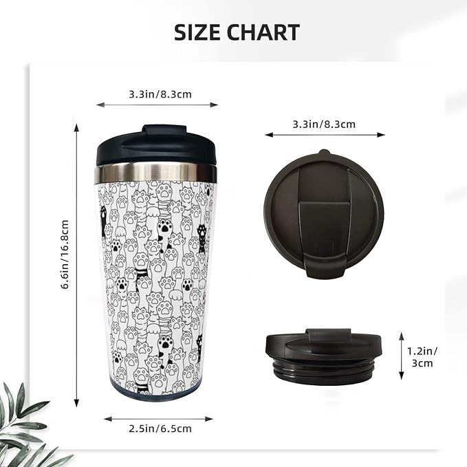 Cat Dog Paw Travel Coffee Mug with Filp Lid, Animal Stainless Steel Insulated Tumbler Cup 14 Oz, Holiday Birthday Christmas Gift for Men Women Dad Mom Sister Friend Bestie Dog Lover