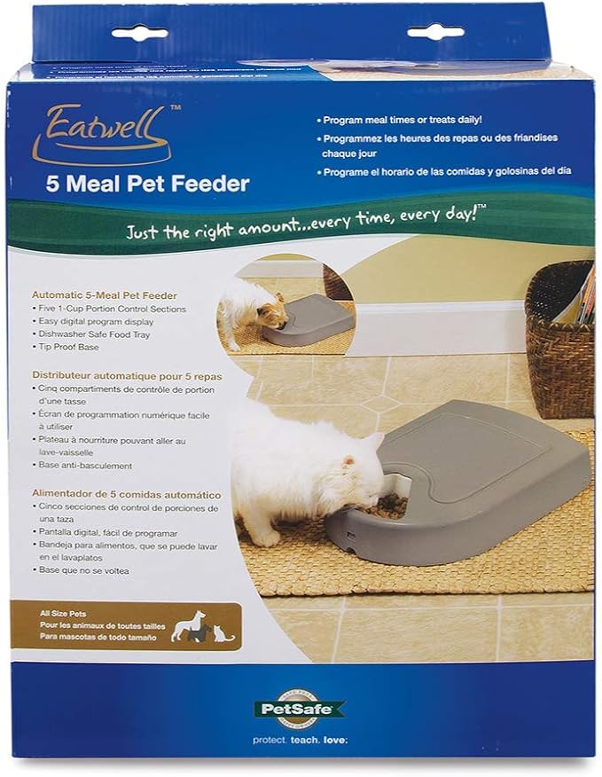 PetSafe Automatic Dog Feeder, 5 Meals, 40 oz Capacity, Plastic, for Dry Food, Multiple Pets (Pack of 2)