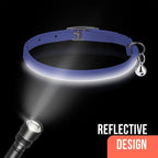 OOPSDOGGY Rolled Leather Cat Collar with Bell, Reflective Kitten Collars with Buckle Include Safety Elastic Strap - Adjustable Small Pet Collars for Boy Girl Cats (Lilac)