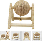 ABOOFAN Cat Scratcher Toy with Sisal Ball Cats Scratching Rope Ball Interactive Rotatable Wood Pet Scratcher Toys Durable for Indoor Kitties to Grind Claws Pet Furniture Supplies