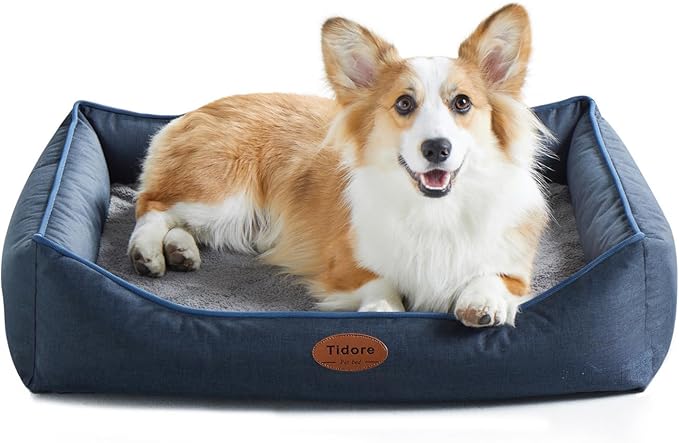 Orthopedic Dog Beds for Medium Large Dogs, Durable Egg Crate Foam Sofa Dog Bed wit Washable Removable Cover,Waterproof Lining and Nonskid Bottom,Pet Bed for Large Dogs (Navy Blue, Large)