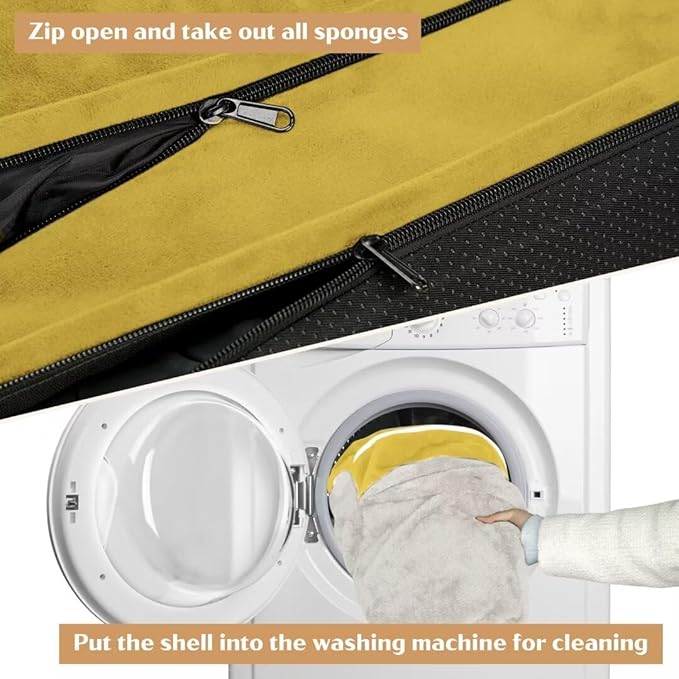 Comfort Expression Waterproof Dog Beds Large Sized Dogs, Large Dog Beds Orthopedic Foam, Comfy Pet Bed Sofa with Washable Removable Cover & Non-Slip Bottom(Spicy Mustard)