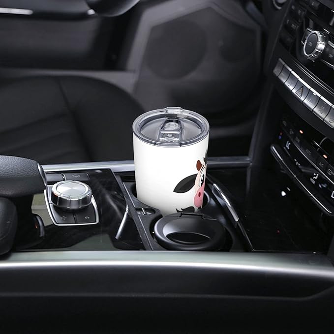 Dujiea 20oz Tumbler With Lid And Straw, Cute Cartoon Milk Cow Vacuum Insulated Iced Coffee Mug Reusable Travel Cup Stainless Steel Water Bottle
