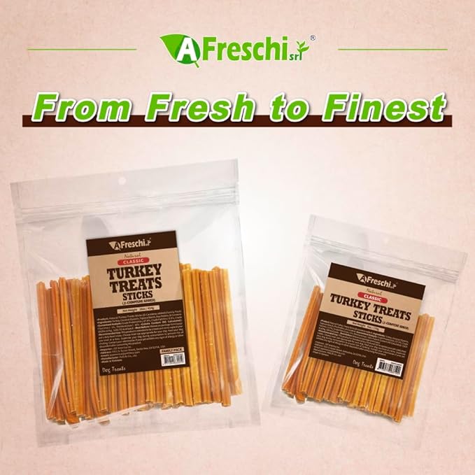 Afreschi Turkey β-Carotene Stick Dog Treats – 16 oz, USA-Sourced Trukey, All-Natural, Hypoallergenic, Low-Fat, Healthy & Easily Digestible, Puppy & Training Snack