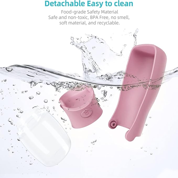 Portable Dog Water Bottle for Walking 19 OZ or 12 OZ Portable Pet Water Bottles for Puppy Small Medium Large Dogs Water Dispenser Pet Water Bowl Dog Accessories (19OZ Blue) (12OZ Pink)