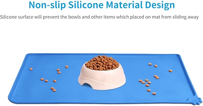 AUDWUD Silicone Waterproof Pet Feeding Mats,Anti Slip Bowl Pad,Dog Mat for Food and Water
