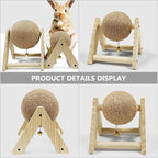 ABOOFAN Cat Scratcher Toy with Sisal Ball Cats Scratching Rope Ball Interactive Rotatable Wood Pet Scratcher Toys Durable for Indoor Kitties to Grind Claws Pet Furniture Supplies