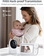 Madaz No WiFi Baby Monitor with Color Night Vision, 5" HD Display,1080P Pan Tilt Zoom Camera, Lullabies, Temperature Sensor, 2-Way Talk, 1000ft Range + Duck Night Light