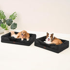 EHEYCIGA Memory Foam XL Dog Bed for XLarge Sized, Extra Large Orthopedic Dog Sofa with Sides and Waterproof Liner, Washable Bolster Pet Couch with Removable Cover, 42x30x7.5 Inch, Black