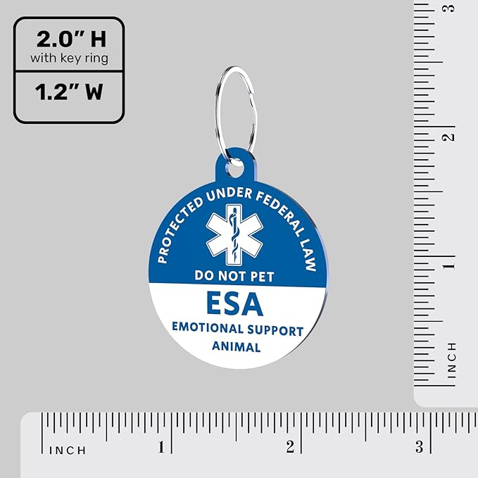 MYLUCKYTAG Emotional Support Animal (ESA) Tag - QR Code Digital Pet ID, Online Profile, Location Alert Email - Durable Stainless Steel Collar Tag