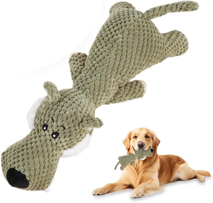 Indestructible Dog Toys,2025 New Dogs Plush Toy for Aggressive Chewers,Squeaky Durable Chew Toy for Indoor Pups Teething, Stuffed Toys for Small Medium Large Animals (A-Green)