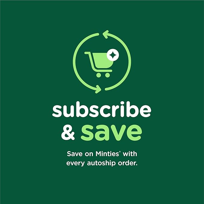 Minties FreshBites Soft and Chewy Dental Treats for Dogs, Low Calorie Natural Mint Flavored Dental Chews for Dogs, 50 Count, Chews Clean Teeth, Fight Bad Breath, and Removes Plaque and Tartar