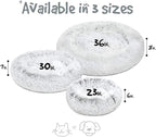 Friends Forever Donut Dog Bed Faux Fur Fluffy Calming Sofa For Large Dogs, Soft & Plush Anti Anxiety Pet Couch For Dogs, Machine Washable Coco Pet Bed with Non-Slip Bottom, 36"x36"x8" Ivory