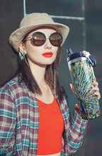 30oz Peacock Tumbler with Handle and Straw, Stainless Steel Vacuum Insulated Coffee Tumbler, Travel Mug Water Bottle, Peacock Stuff Accessories Decor, Peacock Gifts for Women