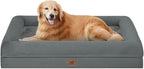 Orthopedic Dog Beds for Large Size Dogs, Waterproof Memory Foam Large Dog Bed with Bolster, Egg-Crate Foam Pet Couch Bed with Removable Washable Cover, Dark Grey