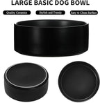 8'' Ceramic Dog Bowl - 70Oz, Heavy Duty, Non-Slip, Dishwasher Safe, Modern Style, Food Grade Stoneware Pet Bowl, Black