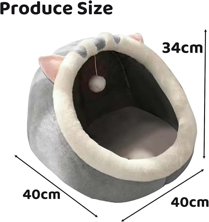 12.9 inch Semi-Enclosed All-Season Cat Bed, Removable and Washable Cat Beds for Indoor Cats, Comfortable Cat House for Cats to Play and Sleep in