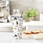 Cat Tumbler With Lid and Straw, 20 Oz Stainless Steel Insulated Water Bottle Coffee Mug, Gifts for Cat Lovers