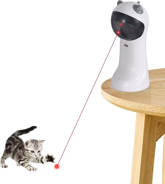TBTeek Motion-Activated Interactive Cat Toy, USB Rechargeable Automatic Cat Toy with Rotating Light, 4 Speed Modes for Indoor Cats, Kittens & Dogs