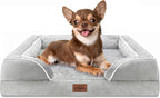 Comfort Expression Small Dog Beds Waterproof Orthopedic Foam Dog Sofa Beds for Small Dogs Comfy Pet Bed with Washable Removable Cover & Non-Slip Bottom(X-Small,Grey White)