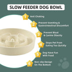 8.2inch Ceramic Slow Feeder Dog Bowl for Medium and Large Breed, Puzzle Dog Food Dish, Anti-Gulping, Pet Slow Feeder, Stop Bloat, Preventing Choking (Single Bowl-Beige)