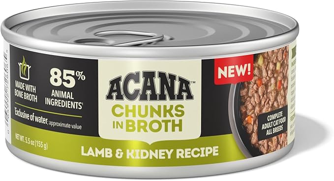 ACANA Chunks in Broth Wet Cat Food Lamb & Kidney Recipe 5.5oz Cans (6 Count)
