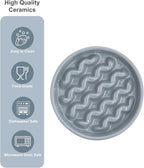 Ceramic Maze Dog Slow Feeder with Non-Slip Silicone Rim – Heavy-Duty Stoneware Bowl with Puzzle Pattern for Bloating & Obesity Prevention (Ice Blue-S)