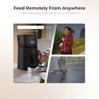 Smart HD Cat Feeder, 2 Way Audio + Voice Recording, Automatic Feeder for Dog with 1080p Night Vision Camera, WiFi App Controlled, Battery Backup, Anti Jam 6L Upto 15 Daily Meals, Black Stainless