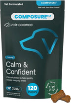 VetriScience Calm & Confident Calming Chews for Dogs, Supplement for Stress Support, Thunderstorms, Fireworks, & Travel, Bacon, Soft Chews, 120 Count - New Look