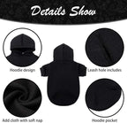 KOOLTAIL Basic Dog Hoodie - Soft and Warm Dog Hoodie Sweater with Leash Hole and Pocket, Dog Winter Coat, Cold Weather Clothes Sweatshirt for Small Medium Large Dogs Puppy Cat Boys Girls Black S