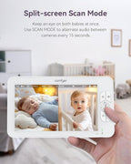 7" HD Split-Screen Baby Monitor with 2 1080P Cameras, 120 Hrs 6000mAh Battery Runs 5 Days in VOX Mode, No WiFi Monitor with a Flexible Bracket, 2 Way Audio, Remote PTZ, Auto Night Vision