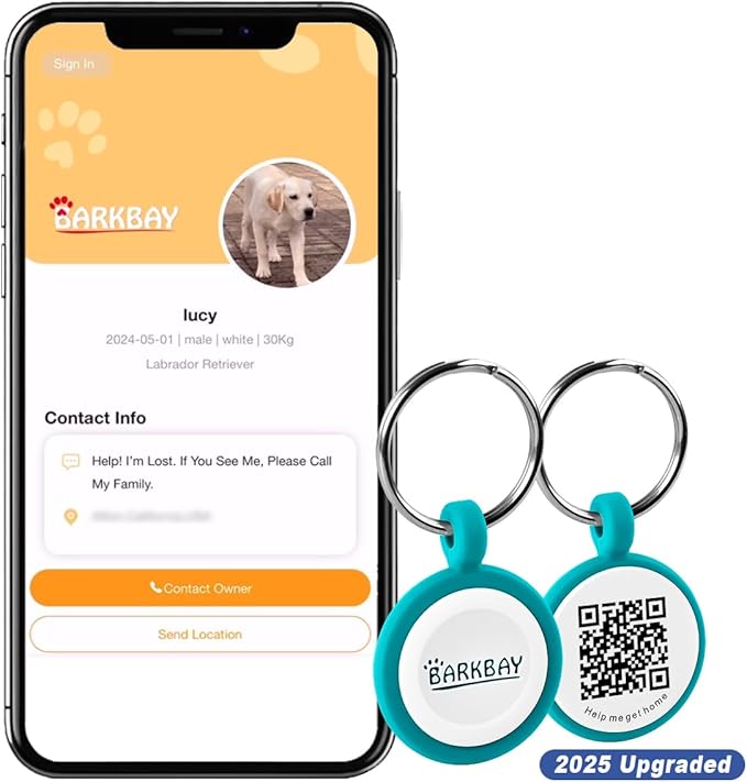 Dog Tags Personalized,QR Code Smart Pet ID Name Tag,Instant Location Alerts,Easy Online Profile Updates,No Fees,No Apps,Anti-Lost,Waterproof Silicone Dog Cat Tag for Small,Medium,Large Dogs(Blue)