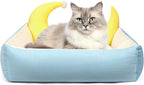 RAIN QUEEN Cat Bed, Cat Beds for Indoor Cats Washable, Orthopedic Fluffy Calming Sleeping Super Soft Plush Pet Bed for Dog and Cat with Anti-Slip Bottom (25.6" x 22.8" x 7.1")