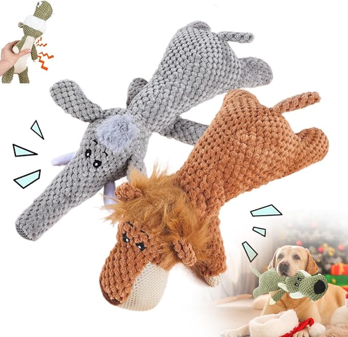 Indestructible Dog Toys,2025 New Dogs Plush Toy for Aggressive Chewers,Squeaky Durable Chew Toy for Indoor Pups Teething, Stuffed Toys for Small Medium Large Animals (A-Yellow+Grey)