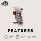 Hollypet Plush Dog Squeaky Toy Stuffed Armadillo Animal Pet Puppy Chew Toys with Clean Teeth for Small Medium Large All Breed Sizes Dogs, Gray, 6 in