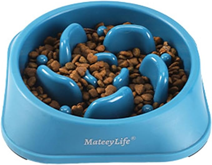 MateeyLife Slow Feeder Dog Bowls, Anti-Choking Puzzle Dog Food Bowls, Anti-Slip Interactive Feeding Slow Down Eating, Bloat Stop Maze Dishes for Medium Large Breeds DarkBlue