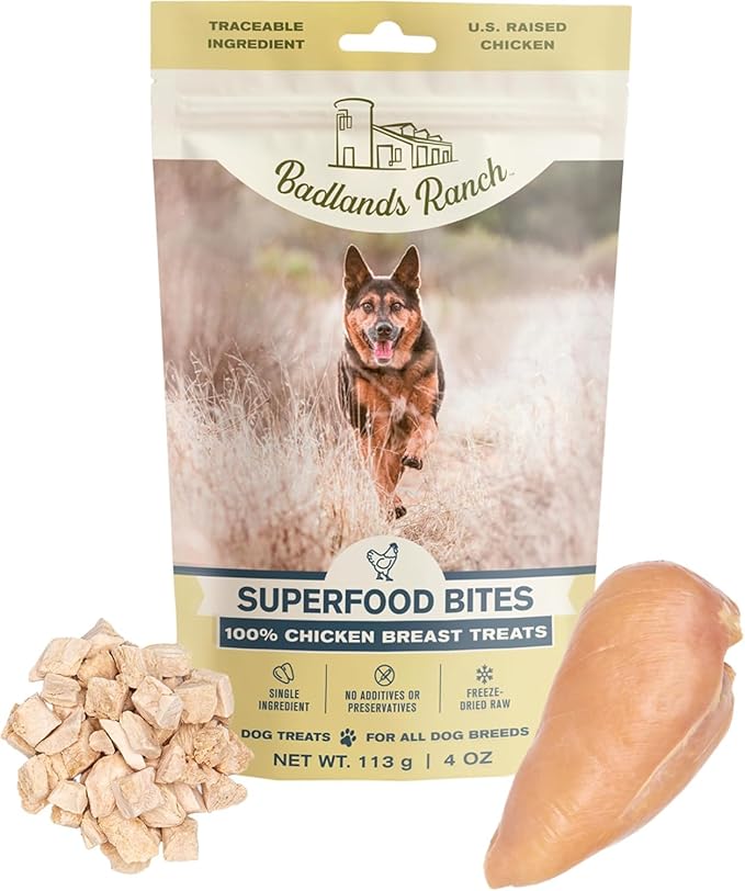 Superfood Bite, Freeze-Dried Raw Dog Treats - Protein Rich, Train & Reward, Traceable Single Ingredient by Katherine Heigl (4 Ounce (Pack of 4) Chicken Breast)