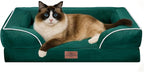 Comfort Expression Small Dog Beds Waterproof Cat Beds Orthopedic Foam Sofa Beds for Small Dogs Comfy Pet Bed with Washable Removable Cover & Non-Slip Bottom(XX-Small,Emerald)