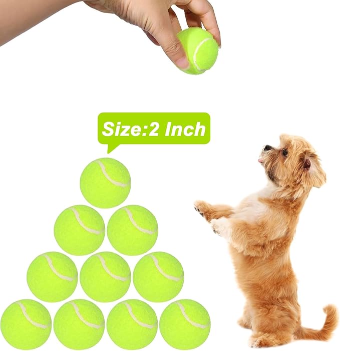10 Pack 2-inch Dog Tennis Toys, Pet Play Balls, Refill for Automatic Launchers, Suitable for Small Dogs - Indoor & Outdoor Use, Refill balls for automatic ball launcher (Launcher Not Included)