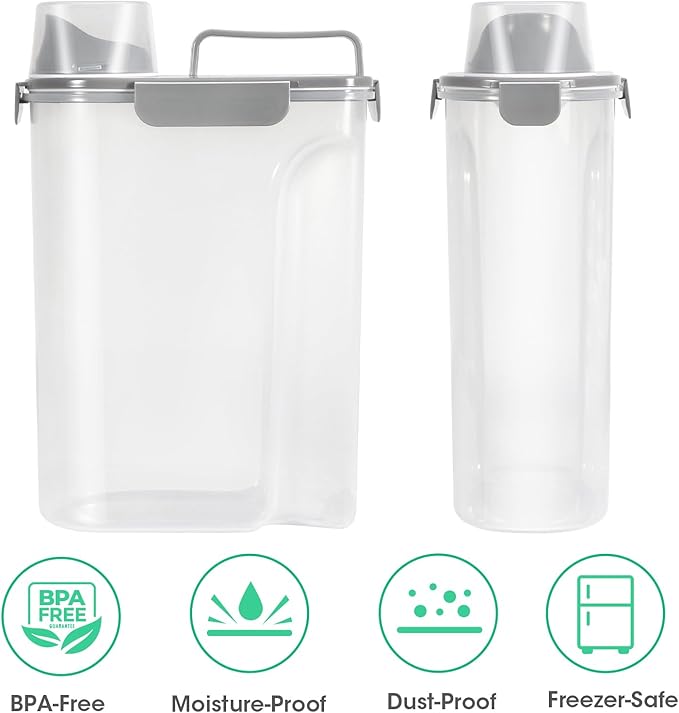 TBMax Dog Cat Food Storage Container 5 to 7 lbs, Airtight Pet Food Dispenser with Easy-Pouring Spout & Measuring Cup, Portable Kibble Container for Travel Dog Food Storage