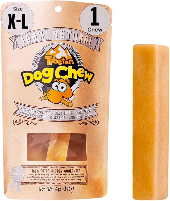 Tibetan Dog Chew Yak Cheese Sticks - Natural Handmade Treats for Extra Large Dogs, Long-Lasting and Easy to Digest with No Additives, Rawhide, Grains, or Gluten, Perfect for Aggressive Chewers, 1 Chew