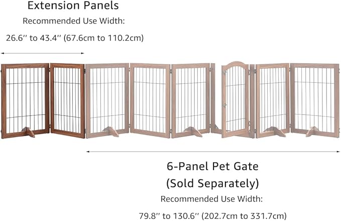 beeNbkks Extension Kit, 2 Panels Freestanding Dog Gate for Narrow Small Space Doorways Hallway