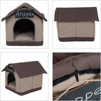 ANPPEX Cozy Dog House Indoor,L Size Indoor Dog House for Small and Medium Dogs,Covered Dog Bed with Cushion,Brown
