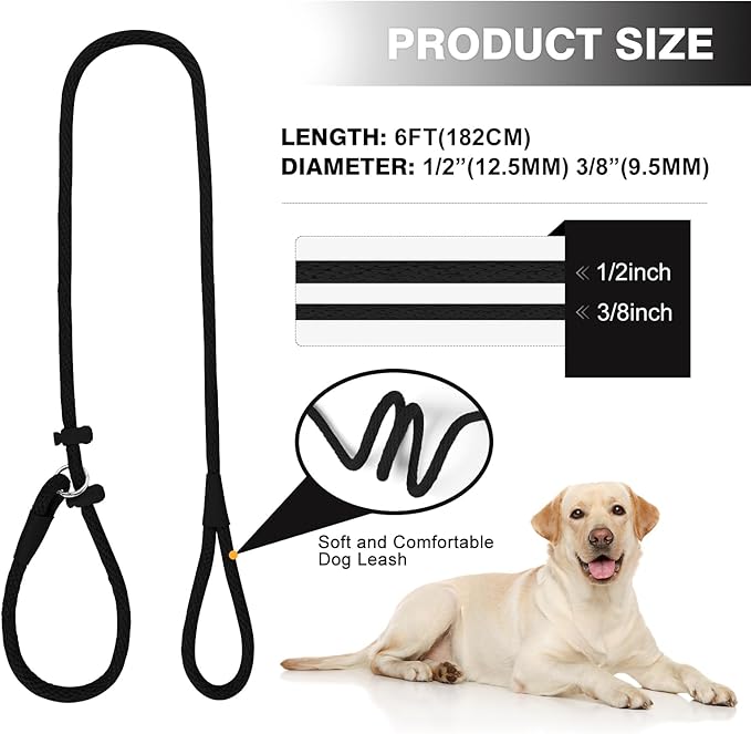 Lynxking Dog Leash Slip Lead Reflective Breathable Rope Comfortable Strong No Pull Slip On Pet Training Lead for Dogs